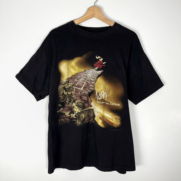 Vintage 1998 Korn Follow the Leader Size Large Giant Tag NuMetal Band Tee TShirt - Picture 1 of 14